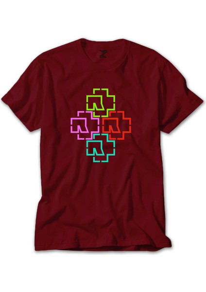 Rammstein Color Logo Kırmızı Tişört