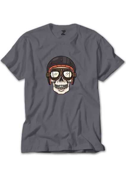 Skull Helmet Gri Tişört