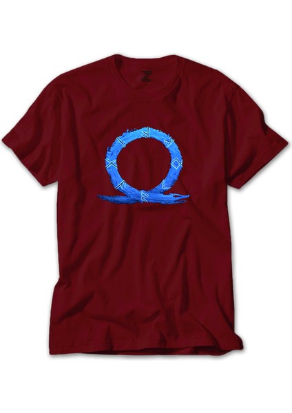 God Of War Ragnarok Blue Logo Kırmızı Tişört
