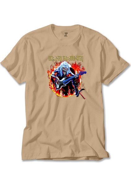 Iron Maiden Fire Krem Tişört