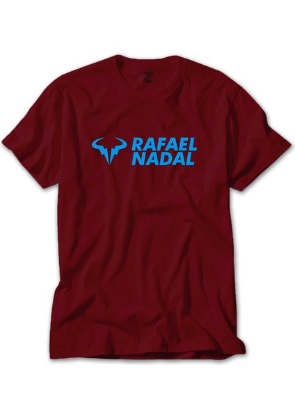 Rafael Nadal Blue Logo Text Kırmızı Tişört