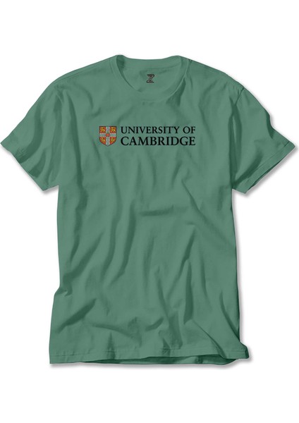 University Of Cambridge Logo Text Yeşil Tişört