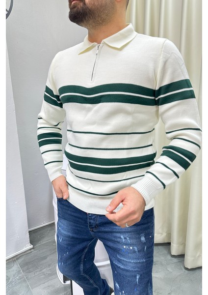 Bafatex Polo Yaka Fermuarlı Triko Kazak