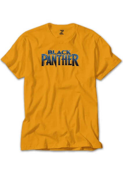 Black Panter Blue Text Sarı Tişört