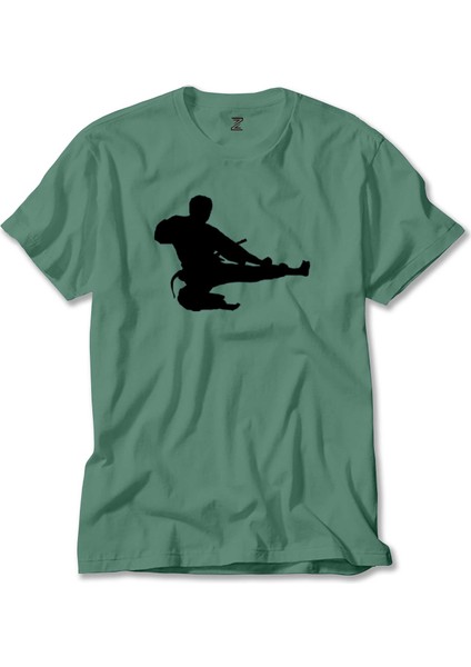 Taekwondo Karate Silhouette Yeşil Tişört