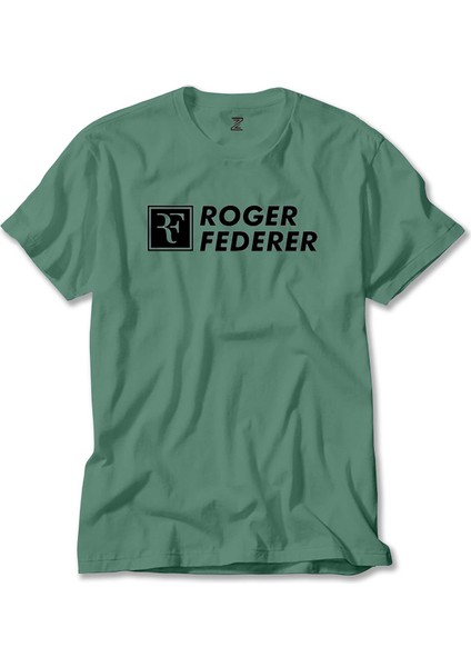 Roger Federer Text Yeşil Tişört