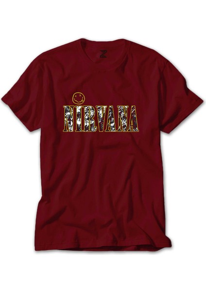 Nirvana Logo ve Yazı Kırmızı Tişört