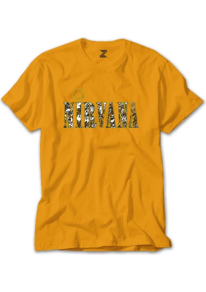 Nirvana Logo ve Yazı Sarı Tişört