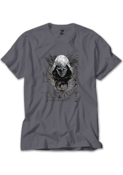 Moon Knight Warrios Face Gri Tişört