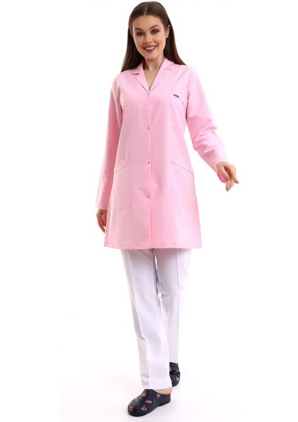Doktor Öğretmen Kadın Önlük Ara Boy Ceket Yaka - 12 Açık Pembe modelleri