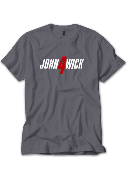 John Wick 4 Logo Gri Tişört