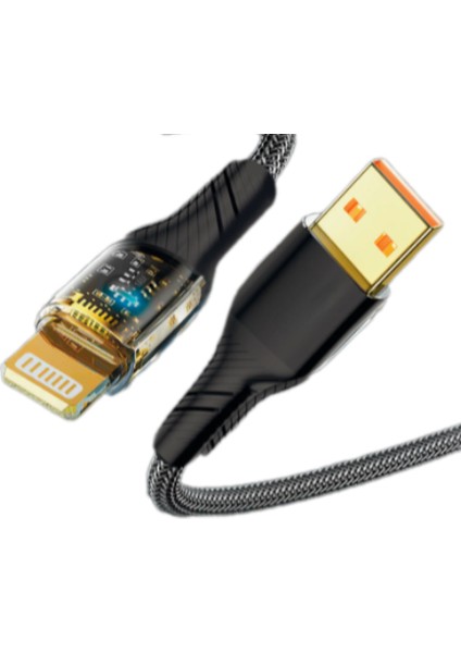 LED Işık Uçlu Sağlam Ip Kablolu USB To Lightning Hızlı Şarj Kablosu