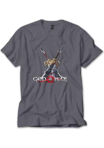 God Of War Kratos Kılıçları Gri Tişört