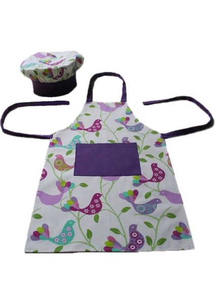 Aşçı Önlüğü ve Şapkası Kuş Desenli