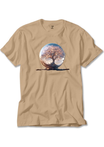 Tree Growing In Snow Gobe Krem Tişört