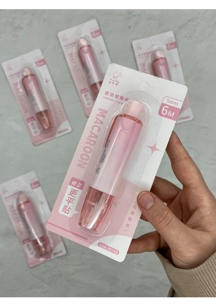 Pembe Kalem Görünümlü Klikli Daksil/Tipeks/Tipex/Şerit Daksil/Düzeltme Bandı/Şerit Düzeltici