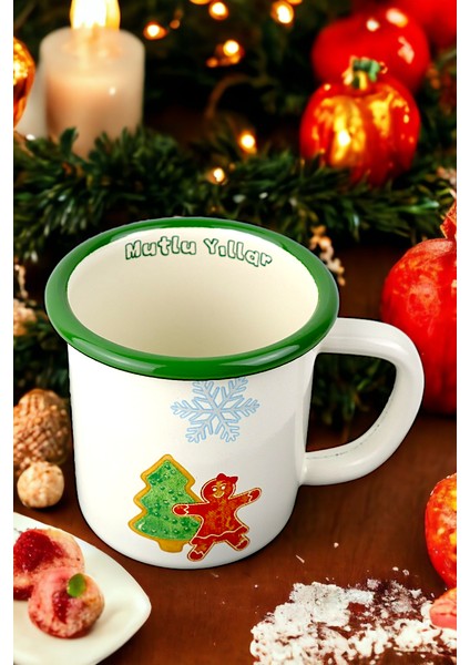 Emaye Kupa Bardak Camp Kamp Mug Fincan Kahve, Yılbaşı, Hediye, Yeni Yıl 270ML