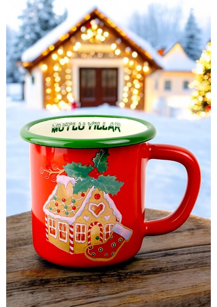 Emaye Kupa Bardak Camp Kamp Mug Fincan Kahve, Yılbaşı, Hediye, Yeni Yıl 270ML