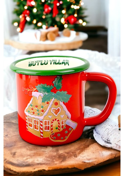 Emaye Kupa Bardak Camp Kamp Mug Fincan Kahve, Yılbaşı, Hediye, Yeni Yıl 270ML