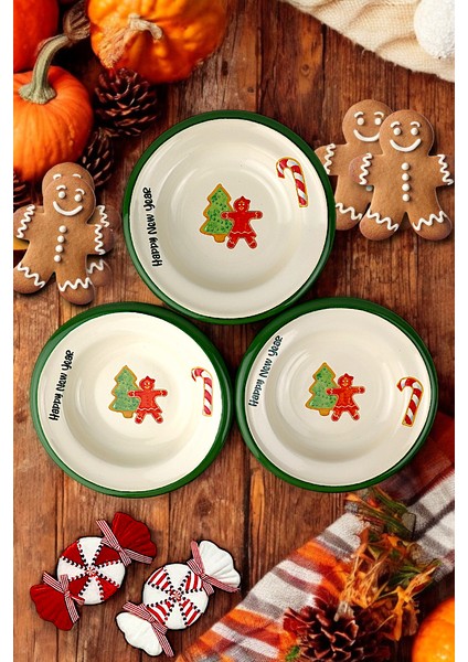 3 Parça 14 Cm Emaye Tabak Set