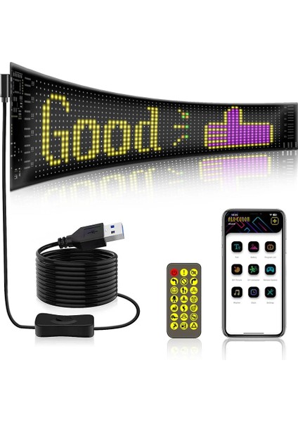 LED Ekran Matrix Panel Cama Yapışan En Büyük Boy 16X96 Telefon App Kontrol Digital Araba Yazısı