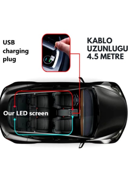LED Ekran Matrix Panel Cama Yapışan En Büyük Boy 16X96 Telefon App Kontrol Digital Araba Yazısı
