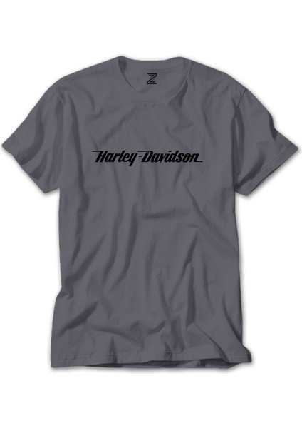 Harley Davidson Logo Type Gri Tişört