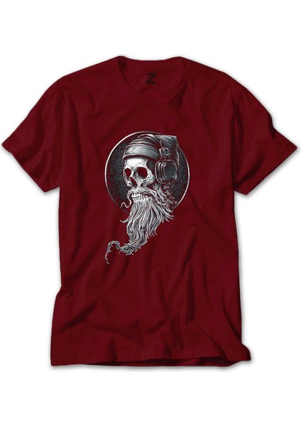 Skull Kuru Kafa Hippy Kırmızı Tişört