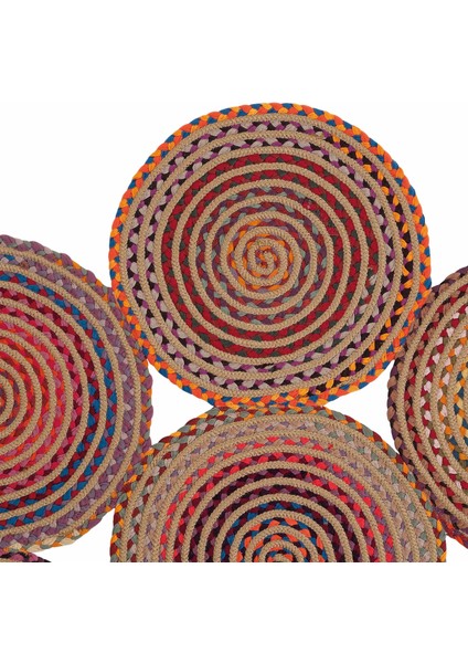 Luke 414 Renkli Yuvarlak Halı Bohem Örgü Hasır Kilim Dekoratif Mutfak Balkon Banyo Halısı modelleri
