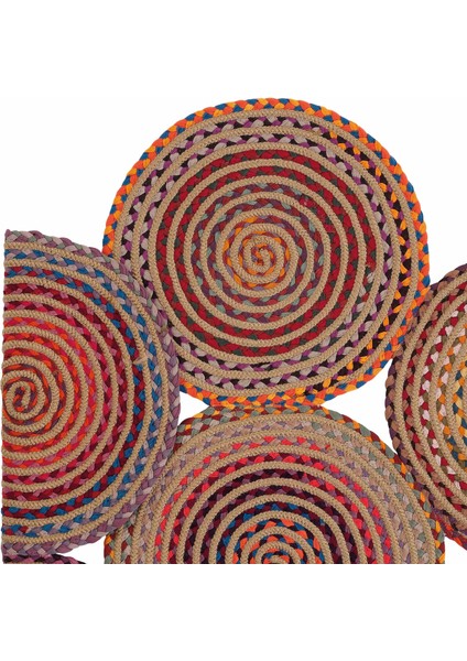 Luke 414 Renkli Yuvarlak Halı Bohem Örgü Hasır Kilim Dekoratif Mutfak Balkon Banyo Halısı fırsatları