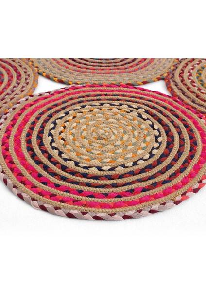 Luke 414 Renkli Yuvarlak Halı Bohem Örgü Hasır Kilim Dekoratif Mutfak Balkon Banyo Halısı indirimleri