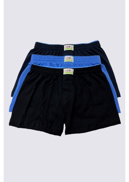 Erkek Çocuk Pamuklu Düz Klasik Rahat Kesim Boxer 3'lü Paket Renkli