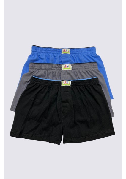 Karışık Renkli Erkek Çocuk Havlu Bel Boxer 3'lü Paket %100 Pamuklu