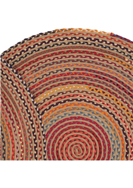 Luke 409 Renkli Yuvarlak Halı Bohem Örgü Hasır Kilim Dekoratif Mutfak Balkon Banyo Halısı fırsatları