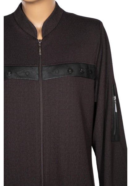 Hesna Kadın Pekay Petek Dokulu Derili Aksesuarlı Kahverengi Pardesü modelleri