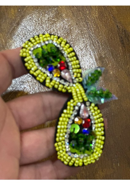 Boncuk Taş Payet Işleme Yapraklı Arma Dikiş Aplike 8x4 cm fiyatları