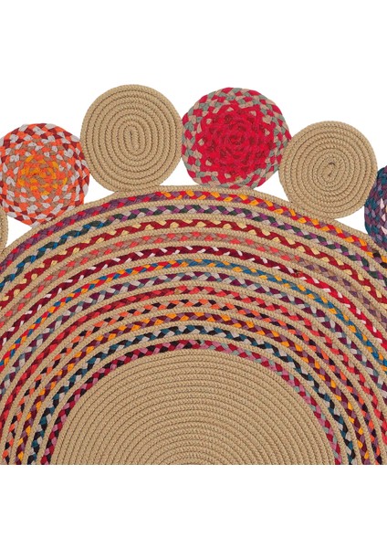 Luke 416 Renkli Yuvarlak Halı Bohem Örgü Hasır Kilim Dekoratif Mutfak Balkon Banyo Halısı modelleri