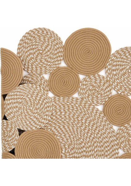 Luke 432 Natural Yuvarlak Halı Bohem Örgü Hasır Kilim Dekoratif Mutfak Balkon Banyo Halısı fırsatları