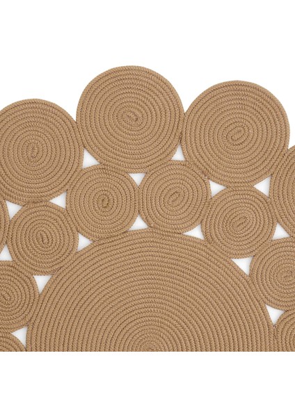 Luke 433 Naturel Yuvarlak Halı Bohem Örgü Hasır Kilim Dekoratif Mutfak Balkon Banyo Halısı modelleri