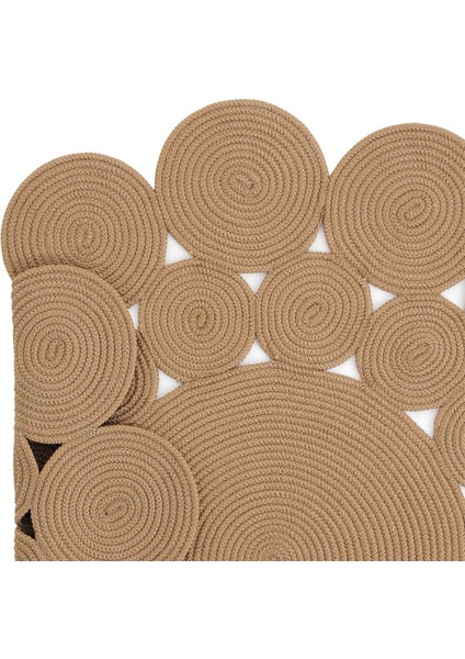 Luke 433 Naturel Yuvarlak Halı Bohem Örgü Hasır Kilim Dekoratif Mutfak Balkon Banyo Halısı fırsatları