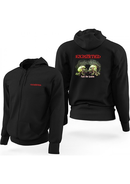 The Exploited Siyah Fermuarlı Limited Edition Kapşonlu Sweatshirt