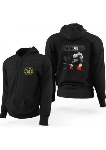 Mike Tyson Siyah Fermuarlı Limited Edition Kapşonlu Sweatshirt