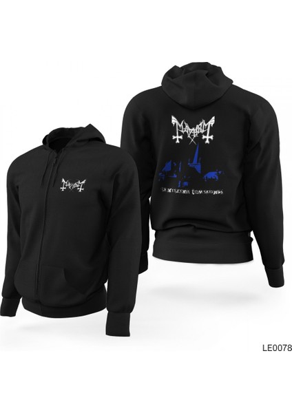 Mayhem Siyah Fermuarlı Limited Edition Kapşonlu Sweatshirt