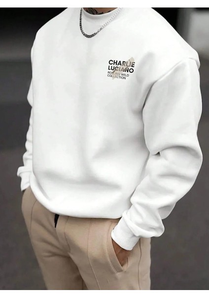 3 Iplik Beyaz Kışlık Charlie Luciano Kalın Sweatshirt Unisex
