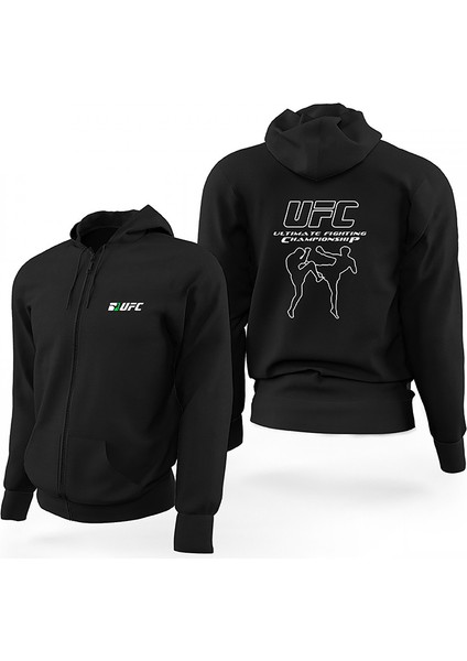 Ufc Kick Siyah Fermuarlı Limited Edition Kapşonlu Sweatshirt