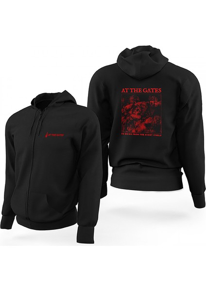 At The Gates To Drink From The Night Itself Siyah Fermuarlı Limited Edition Kapşonlu Sweatshirt