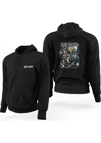 Iced Earth Siyah Fermuarlı Limited Edition Kapşonlu Sweatshirt