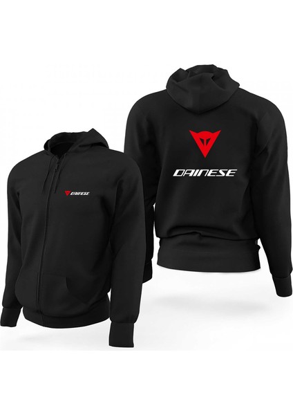 Dainese Motosiklet Siyah Fermuarlı Limited Edition Kapşonlu Sweatshirt
