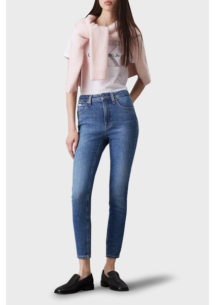 Streç Pamuklu Skinny Fit Yüksek Bel Süper Dar Paça Jeans J20J2245221A4 Bayan Kot Pantolon J20J224522 1A4