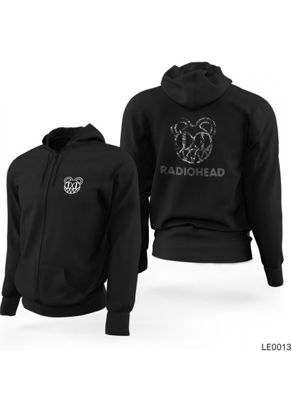 Radio Head Siyah Fermuarlı Limited Edition Kapşonlu Sweatshirt